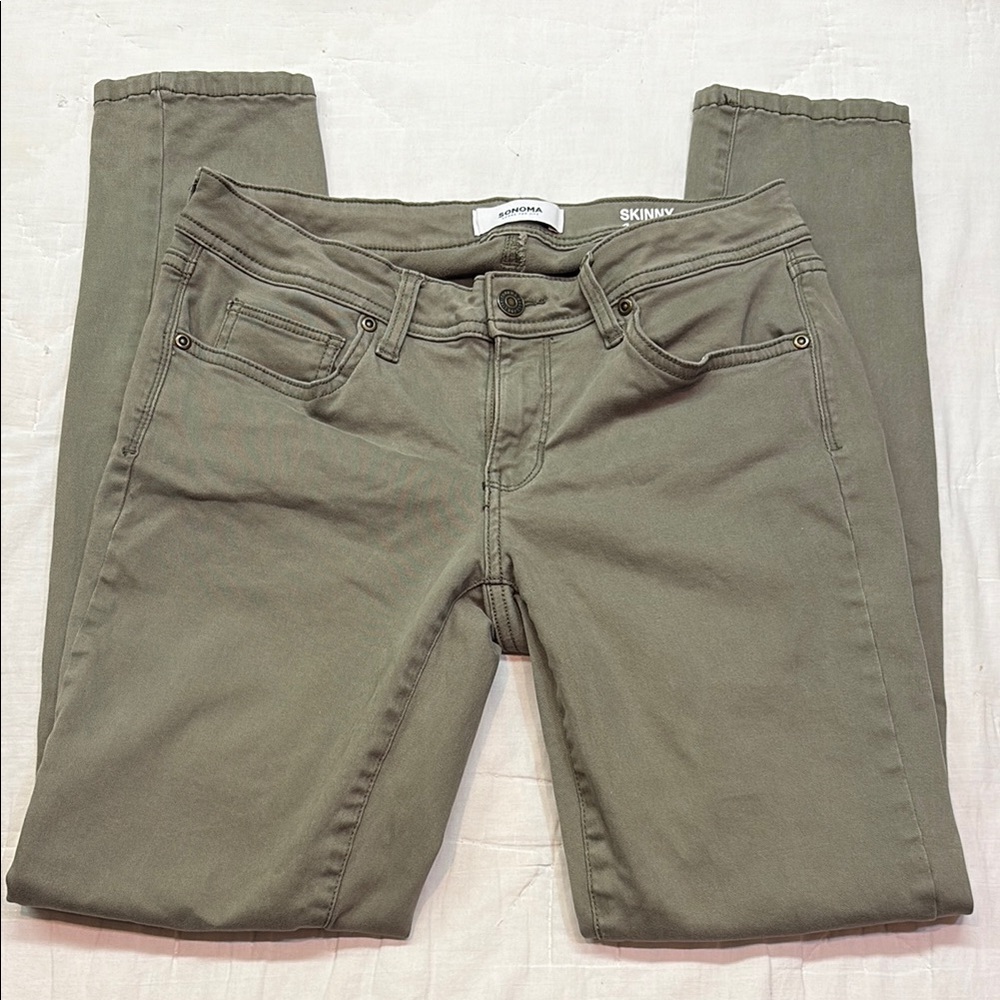 Sonoma Women's Green Mid-Rise Skinny Jeans Stretch Denim Size 4